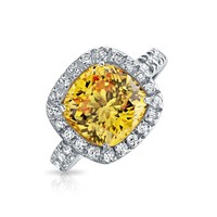 Bling Jewelry Simulated Canary Cz Cushion Cut Silver 3ct Engagement Ring Bling Jewelry Simulated Canary Cz Cushion Cut Silver 3ct Engagement Ring