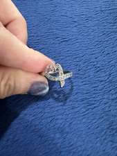 Vtg Sterling Silver 925 Cubic Zirconia Open Heart Ring, Size 8.5