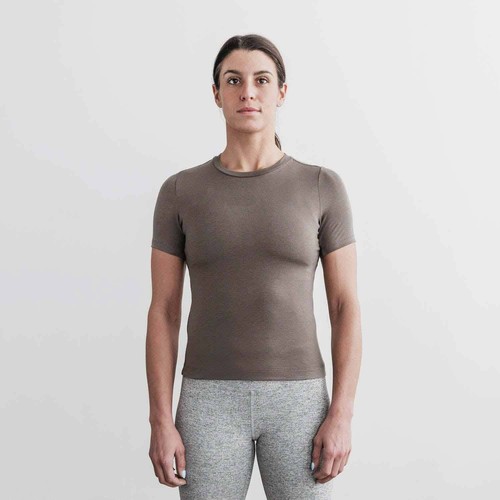 NOBULL Damen Blended Merino Wool Tee - Dark Fallen Rock - S - Neu mit Etikett