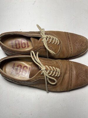 1901 Mens Leather Dress Lace Up Shoes Size 9M Oxford Khaki  display picture 1