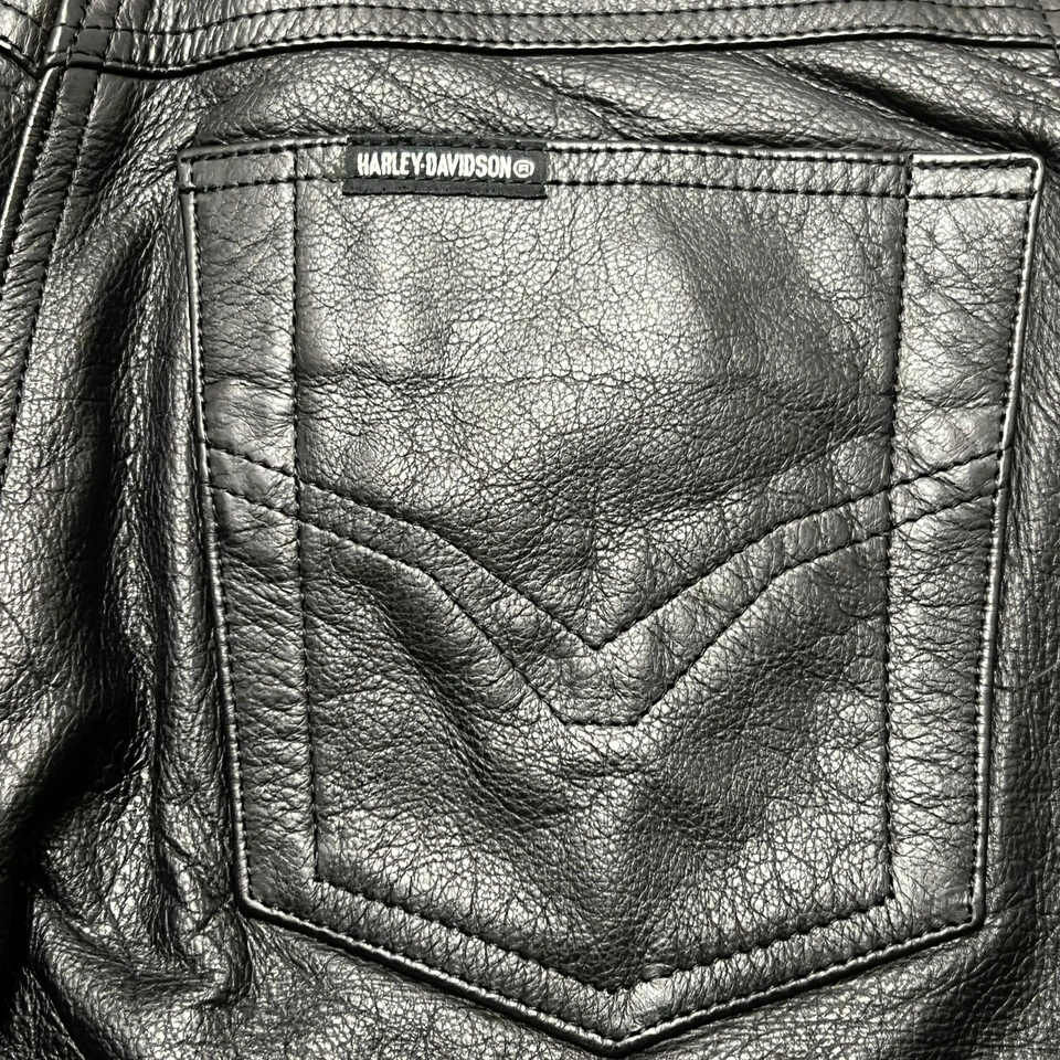 HARLEY DAVIDSON MOTO CUERO PANTALONES MUJER TALLA 36/8 NUEVO SIN ETIQUETAS 27x32 Foto 4 de 4