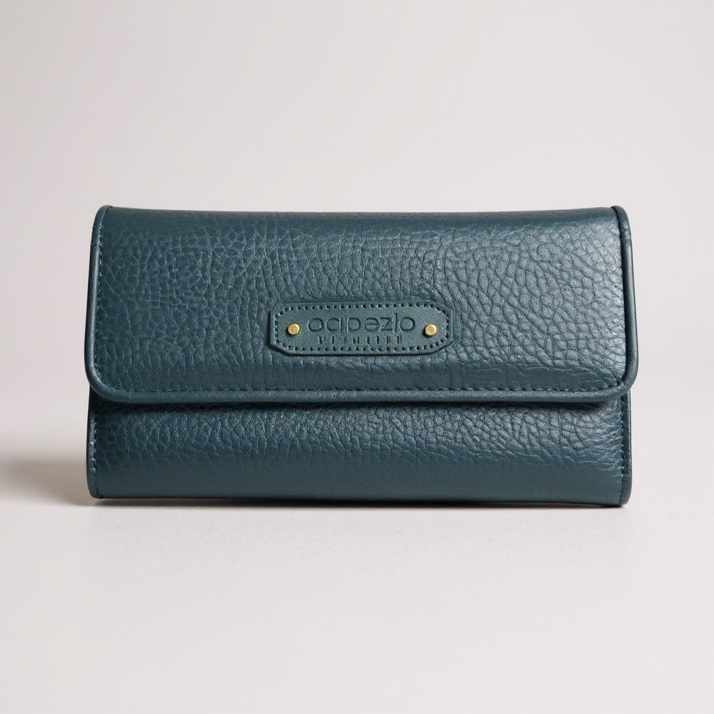 Vintage Leather Wallet, CAPEZIO Leather Trifold Wallet Green 7”x4”
