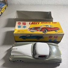 Vintage Lucky Sports Car Tin Friction Toy w/ Original Box Driver Made in China
