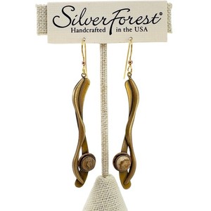 Authentic Silver Forest Handcrafted Jasper Dangle Earrings 18K Gold Plated Surgical