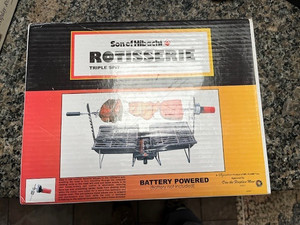 Son Of Hibachi Grill Rotisserie Accessory Kit Triple Spit- NEW SEALED