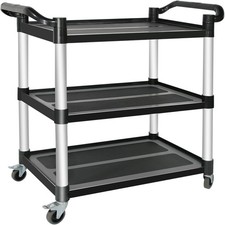 Plastic Utility Carts W/ Wheels 3-Tier Restaurant Cart Heavy Duty Rolling Cart