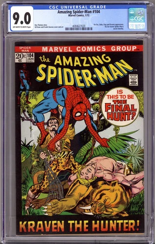 The Amazing Spider-Man Vol 1 104 CGC 9.0 (VF/NM) Cracked Case Marvel (1972)