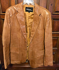 Wilsons Leather Men  s Brown Leather Blazer Notch Button 42 1970's McConaughey
