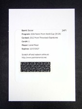 2026 Panini Prizm FIFA World Cup Lionel Messi #1 2012 Throwback Auto Redemption