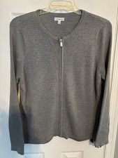 Croft Barrow Women's Sweater Size XL Gray Zipper NWOT