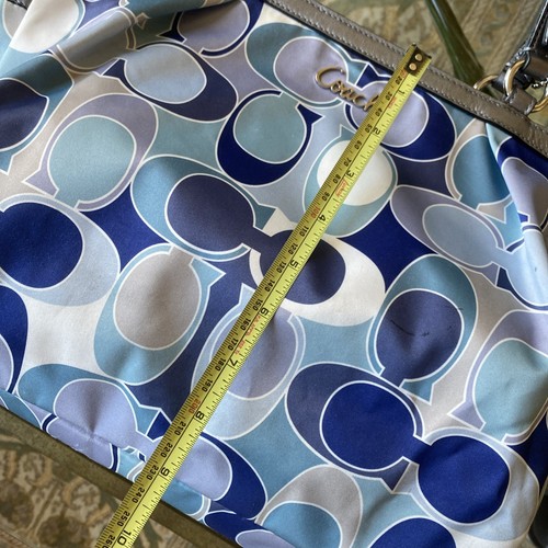 Coach Gallery Canvas Satchel Carryall Logo C Scarf Print Y2K Vintage Blue Silver - Picture 9 of 24