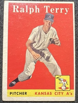 1958 TOPPS RALPH TERRY (KANSAS CITY ATHLETICS) #169 VG+ SMALL CORNER CREASE OC