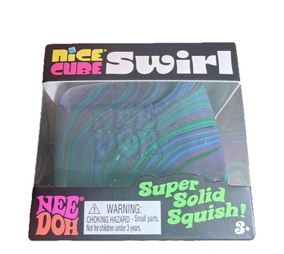Nee Doh Nice Cube Swirl Super Solid Squish Sensory Toy Green Blue Purple 3-5