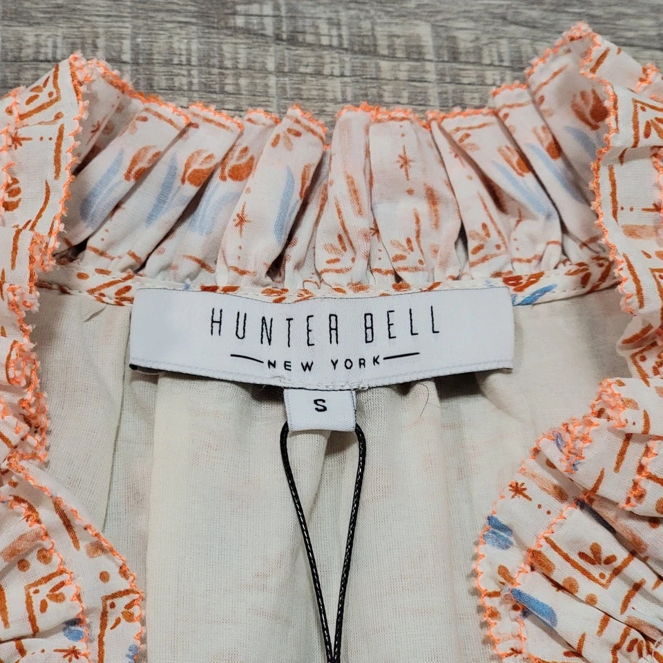 NWT Hunter Bell Millie Short Sleeve Cotton Tulip Top Size Small Floral Ruffle - Image 4 of 4