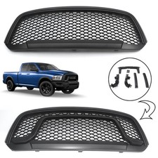 For 2013-2018 Dodge Ram 1500 Front Bumper Rebel Style Hood Grille Matte Black For 2013-2018 Dodge Ram 1500 Front Bumper Rebel Style Hood Grille Matte Black