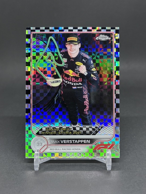 Max Verstappen 2022 Topps Chrome Formula 1 F1 Checker Flag X-Fractor #158