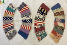 Quilt Arcs 56 Pieces Wedding Ring Ten Wedges Each Vintage Cotton Feedsacks Lot