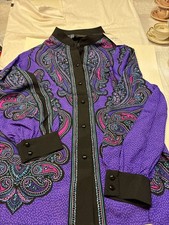 Bob Mackie Wearable Art Purple Paisley Button-Down Blouse