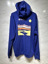 Columbia Men's Trek Graphic Hoodie Sweatshirt Mountain Logo Navy Sz Large New