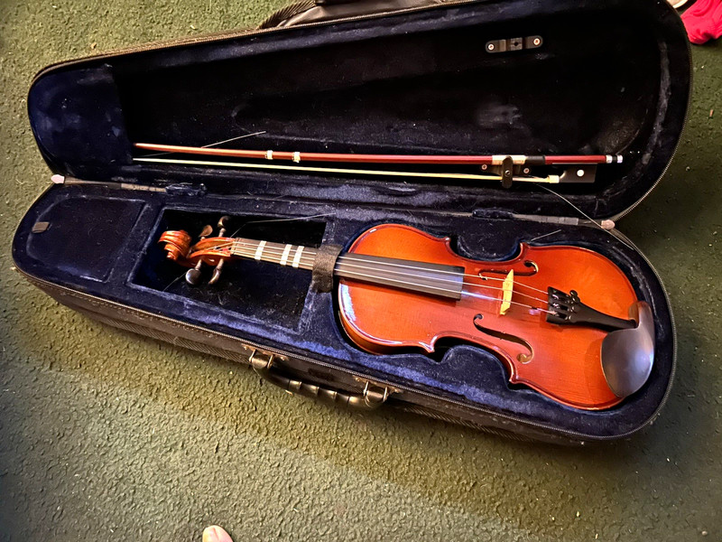 Acoustic Violin 4/4 4-String Varnish Brown/Black Right-Handed w/ Bow Case