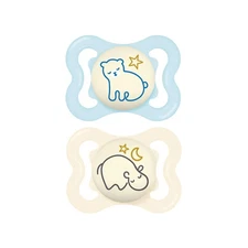 MAM Supreme Night Baby Pacifier, for Sensitive Skin, Patented Nipple, 2 Blue 