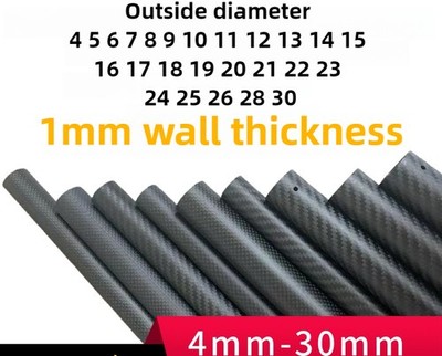 3K carbon fiber tube thickened 1mm， 5 6 8 10 15 20 25 30mm carbon tube hollow