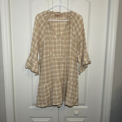 Show Me Your Mumu Viola Mini Dress Cream Plaid Size Medium