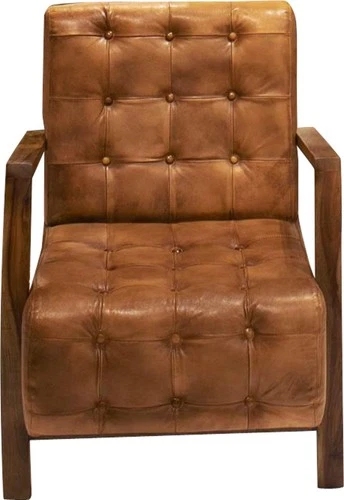 Davenport Tufted Leather Chair-Classic Style - Picture 5 of 6