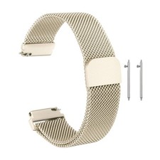 16mm Stainless Steel Metal Mesh Watch Band with Magnetic Buckle Vintage Gold