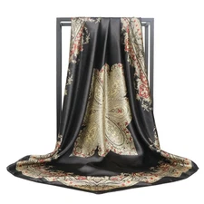 Silk Like Neck Scarf 35x35 inch Large Square Satin Hair Scarf for Women