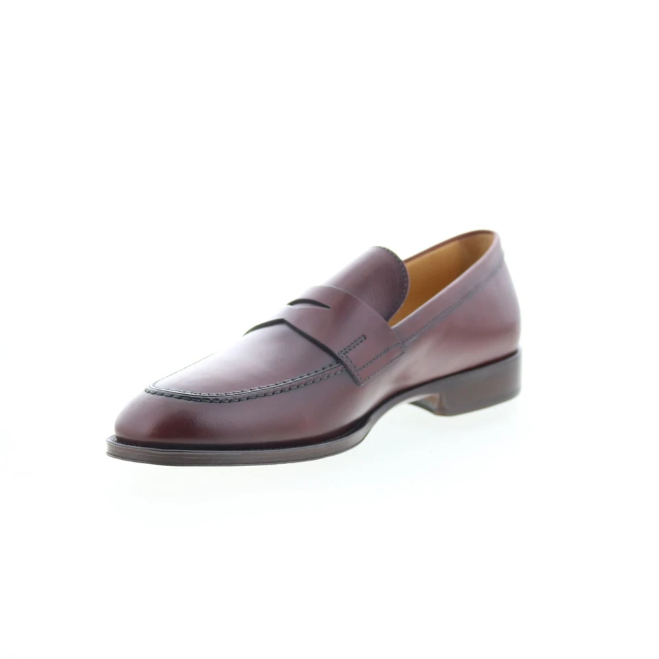 Zelli Italia Roma Calfskin Mens Burgundy Loafers & Slip Ons Penny Shoes - Image 4 of 4