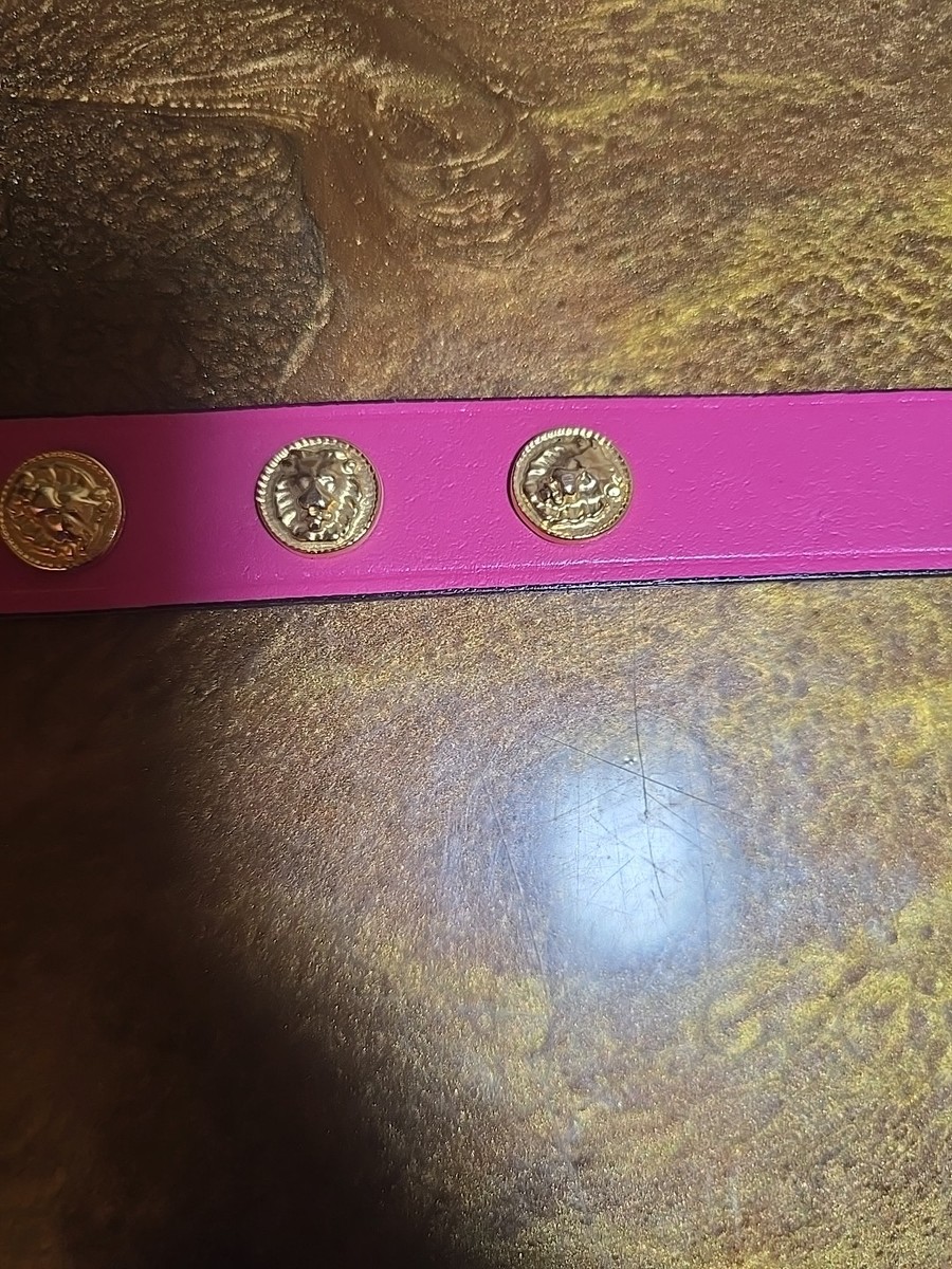 Vintage The Limited Belt PINK Leather Studded Lion Head  display picture 1