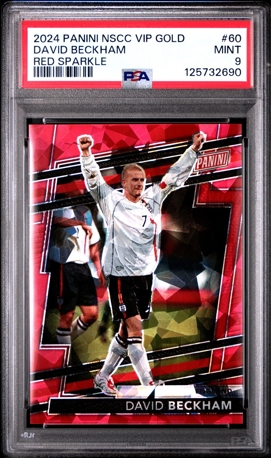 2024 Panini National NSCC VIP Gold David Beckham Red Sparkle Prizm /149 PSA 9