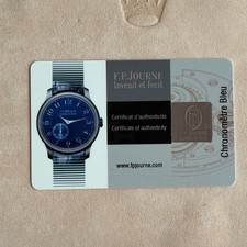 Rare F.P Journe Chronometre Bleu Certificate Of Authenticity Card