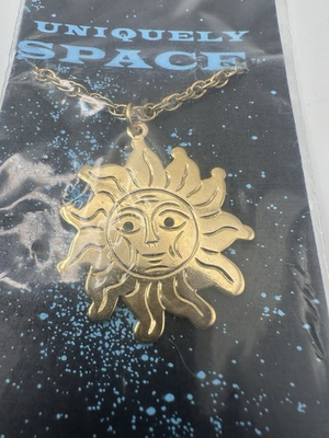 #ad Vintage Sun Gold Tone Necklace Celestial Pendant 90s Y2K Boho New Sealed Jewelry $14.99