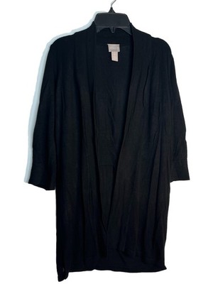 Chicos Light Knit Cardigan Black Soft Top Size 0 US Small