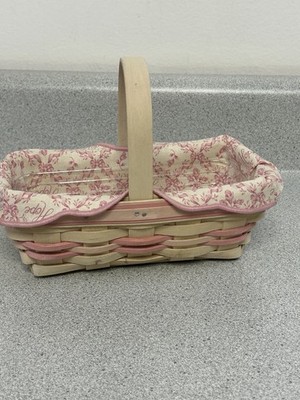 Longaberger Am. Cancer Soc. White Washed & Pink Basket Liner Protector 2000