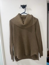 Michael Kors Brown Waffle-Knit Cowl Neck Pullover Sweater Long Sleeve M