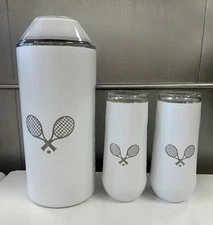 VINGLACE Portable Wine & Champagne Chiller Vacuum Sealed & 2 Tumblers White