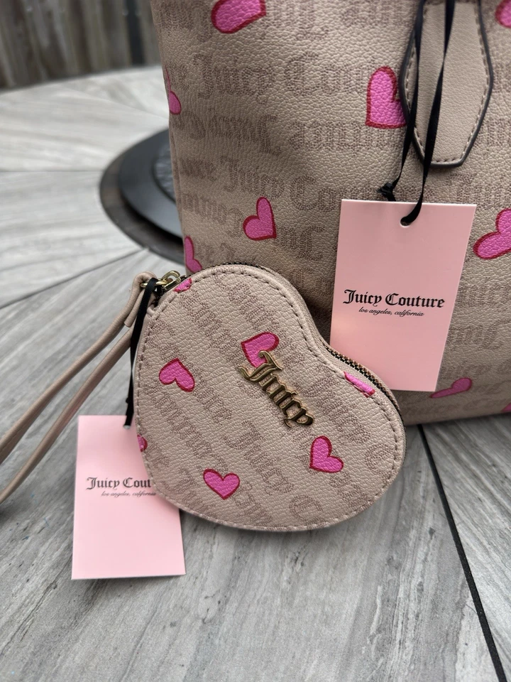 Juicy Couture Edición Día de San Valentín Mediano Bolso/Corazón Muñequera y Cartera Conjunto Café Foto 4 de 4