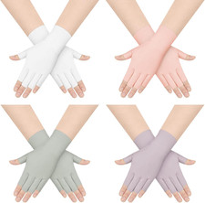 Sun Protection UV Gloves 4 Pairs Sun Block Fingerless Gloves Summer Hand UV