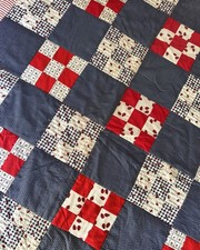 Patchwork Quilt Sampler Wall Decor Patriotic Country Red White Blue Ladybug USA