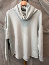 Cable Gauge Light Sage Cowl Neck Pullover Sweater