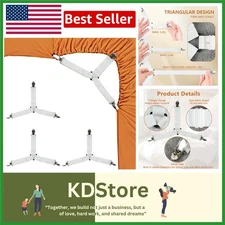 4pcs Adjustable Bed Sheet Holders with Metal Clips for All Bed Sizes, Wrinkle...