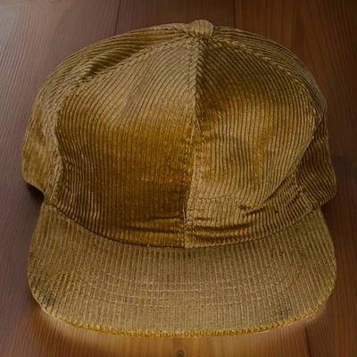 Vintage 80s Beige Tan Corduroy Snapback Hat Adjustable USA Made EUC - Image 1 of 3