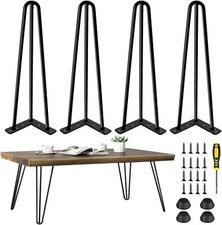 Metal Black Hairpin Legs 10 Inch - Heavy Duty Mid Century Legs 900 Lbs. 