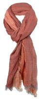 Gecrashter Schal In Orange Beige Grau Gestreift Mit Fransen - Gr. 160 X 60 Cm