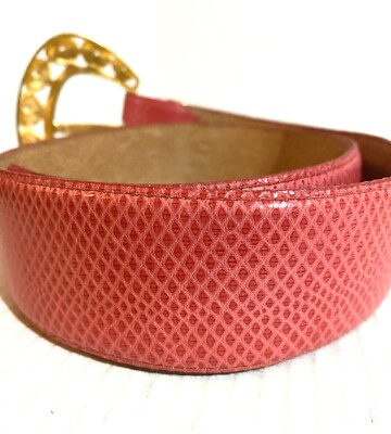Real leather Gold Hardware - Coral Pink Carlisle belt adjustable carlisle leather belt Pink/ Coral Leather | eBay main image 2