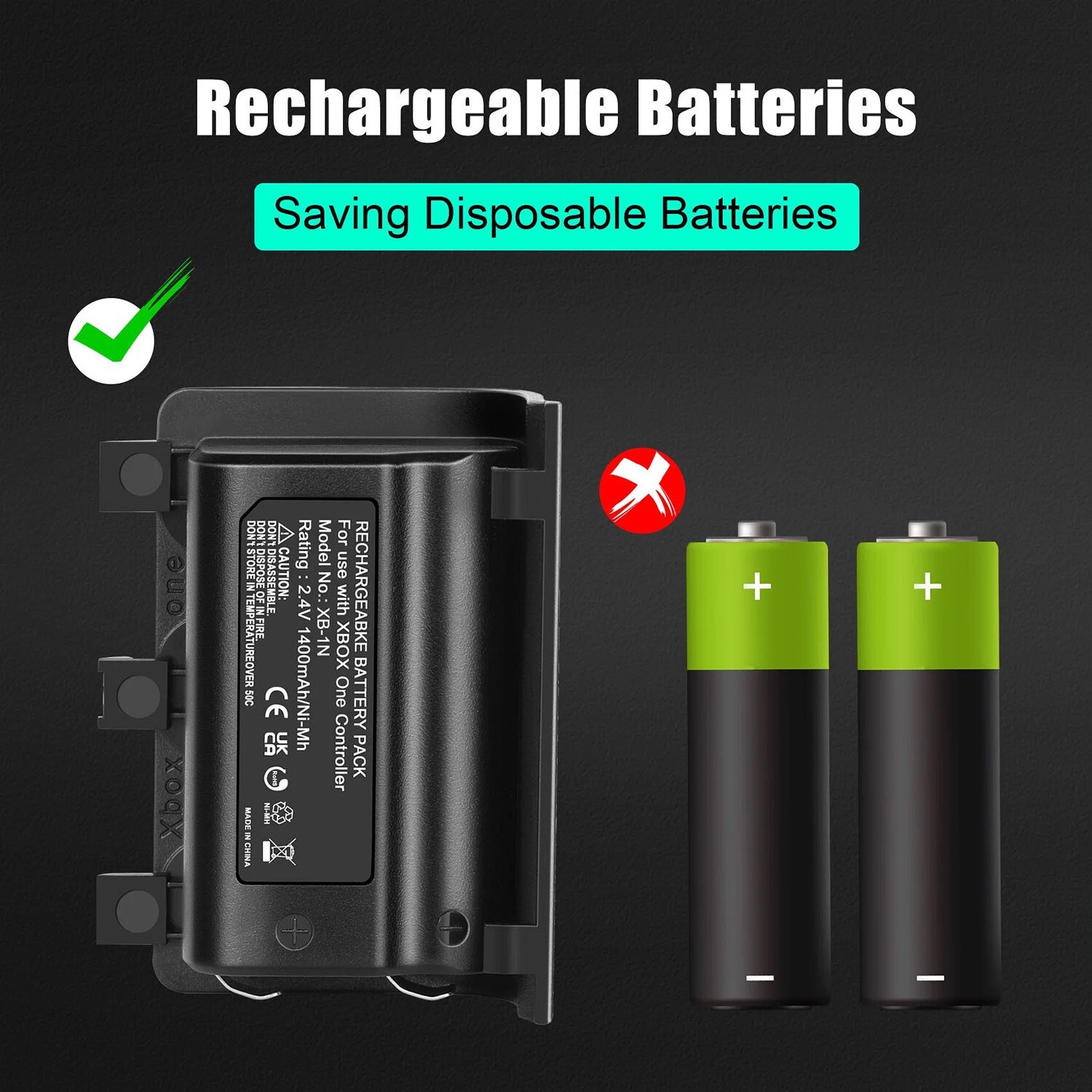 2400mAh Battery Power Pack for Xbox One Controller Battery with Micro USB Cable eBay