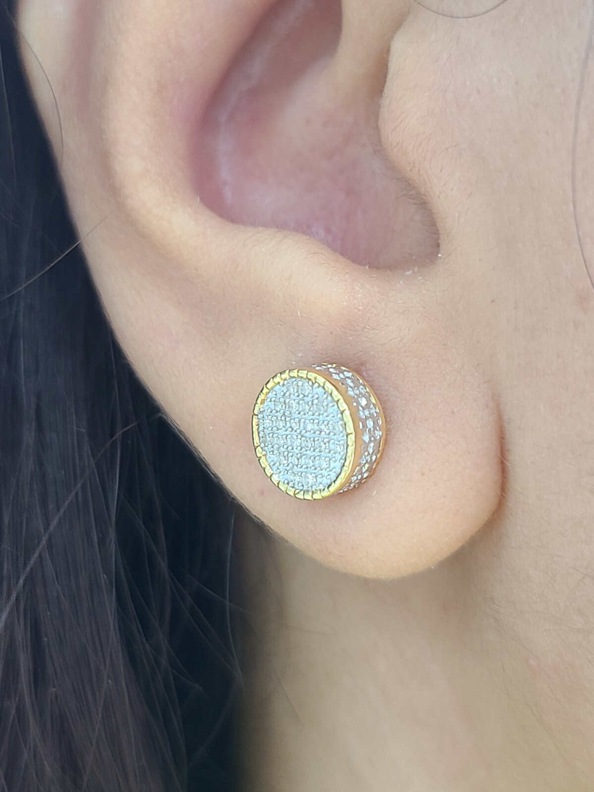 Deal! 10K Gold 0.15ctw Genuine Natural Pave Diamonds Round Studs Earrings